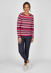 Rabe Stripe Print Sweater, Magenta