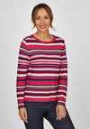 Rabe Stripe Print Sweater, Magenta
