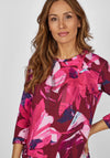 Rabe Artistic Floral & Rhinestone Top, Magenta
