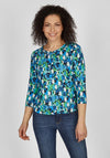 Rabe Abstract Print Notch Neck Top, Blue