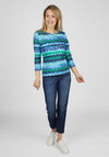 Rabe Zig Zag Pattern Notch Neckline Top, Blue