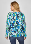 Rabe Bold Print Ribbed Top, Blue