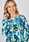Rabe Bold Print Ribbed Top, Blue