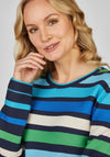 Rabe Multicoloured Stripe Knitted Sweater, Blue