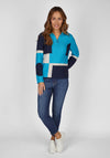 Rabe Colour Block Half Zip Sweater, Blue