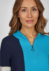 Rabe Colour Block Half Zip Sweater, Blue