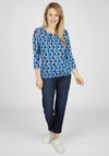 Rabe Cutout Neckline Abstract Print Top, Blue