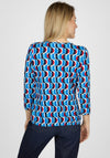 Rabe Cutout Neckline Abstract Print Top, Blue