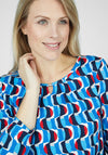Rabe Cutout Neckline Abstract Print Top, Blue