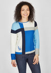 Rabe Modern Colour Block Sweater, Royal Blue Multi