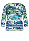 Rabe Round Neck Ribbed Print Top, Multi