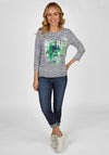 Rabe Bateau Neckline Striped top with Print, Multi