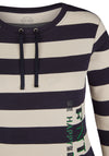 Rabe Faux Drawstring Neckline Stripe Top, Navy & White