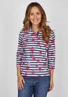 Rabe Floral & Stripe Pattern Polo Shirt, Multi