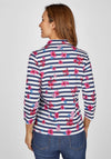 Rabe Floral & Stripe Pattern Polo Shirt, Multi