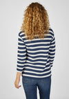 Rabe Stripe with Flower Graphic Top, Navy Multi