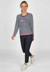Rabe Stripes & Glitter Floral Print Sweater, Navy Multi