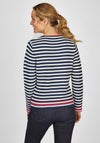 Rabe Stripes & Glitter Floral Print Sweater, Navy Multi