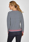 Rabe Stripes & Glitter Floral Print Sweater, Navy Multi