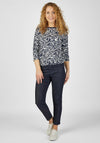 Rabe Round Neck Swirl Print Top, Navy & White