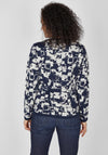 Rabe Full Zip Knitted Print Short Cardigan, Navy & Beige