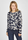 Rabe Abstract Pattern Sweater, Navy & Beige