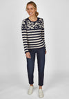 Rabe Abstract Pattern & Stripe Sweater, Navy & Beige