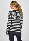 Rabe Abstract Pattern & Stripe Sweater, Navy & Beige