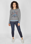 Rabe Stripes & Fade Print Sweater, Navy Multi