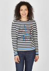 Rabe Stripes & Fade Print Sweater, Navy Multi