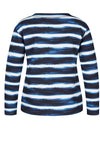 Rabe Ribbed Embellished Striped Sweater, Blue