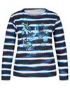 Rabe Ribbed Embellished Striped Sweater, Blue