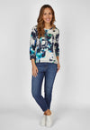 Rabe Bold Print Embellished Top, Blue