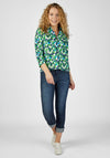 Rabe Quarter Zip Collared Print Top, Green