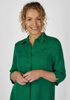 Rabe Embellished Pockets Knee Length Shirt Dress, Green