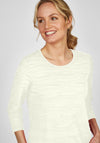 Rabe Textured Line Pattern Top, Off White