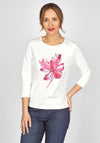 Rabe Flower Print T-Shirt, Off White & Magenta