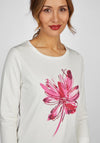 Rabe Flower Print T-Shirt, Off White & Magenta