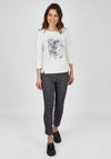 Rabe Flower Print with Glitter Accents Top, Off White