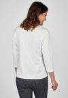 Rabe Flower Print with Glitter Accents Top, Off White
