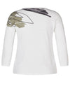 Rabe Palm Print Rhinestone Sweater, White