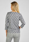 Rabe Round Neck Glitter Detail Print Top, Gray