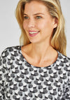 Rabe Round Neck Glitter Detail Print Top, Gray