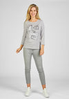 Rabe Rhinestone Stripe Print Top, Gray