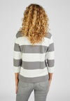 Rabe Rhinestone Text Striped Sweater, Gray
