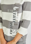 Rabe Rhinestone Text Striped Sweater, Gray