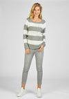 Rabe Rhinestone Detail Striped Sweater, Grey
