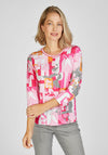Rabe Round Neck Print Top, Pink