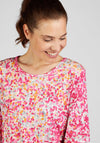 Rabe Round Neck Print Top, Pink