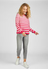 Rabe Round Neck Striped Sweater, Pink